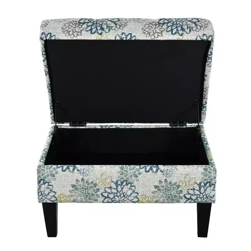 TUYOHW 28 Pouf de rangement moderne en bois avec dessus touffeté à boutons, banc de rangement rectangulaire, repose-pieds pour chambre, salon