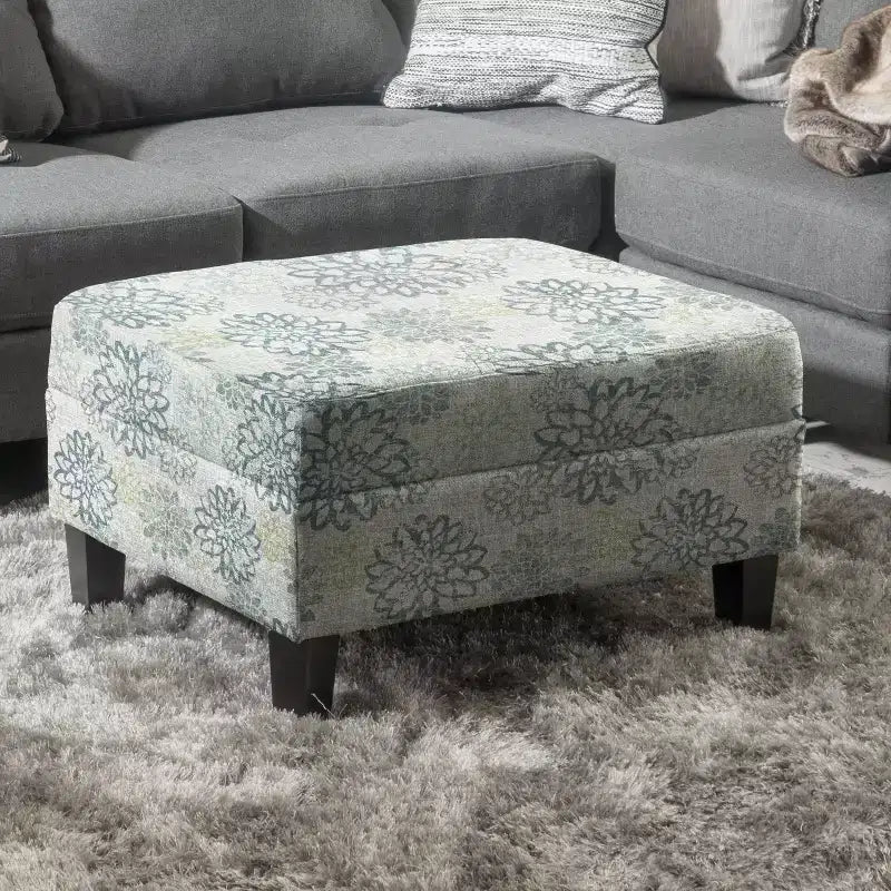 TUYOHW 28 Pouf de rangement moderne en bois avec dessus touffeté à boutons, banc de rangement rectangulaire, repose-pieds pour chambre, salon
