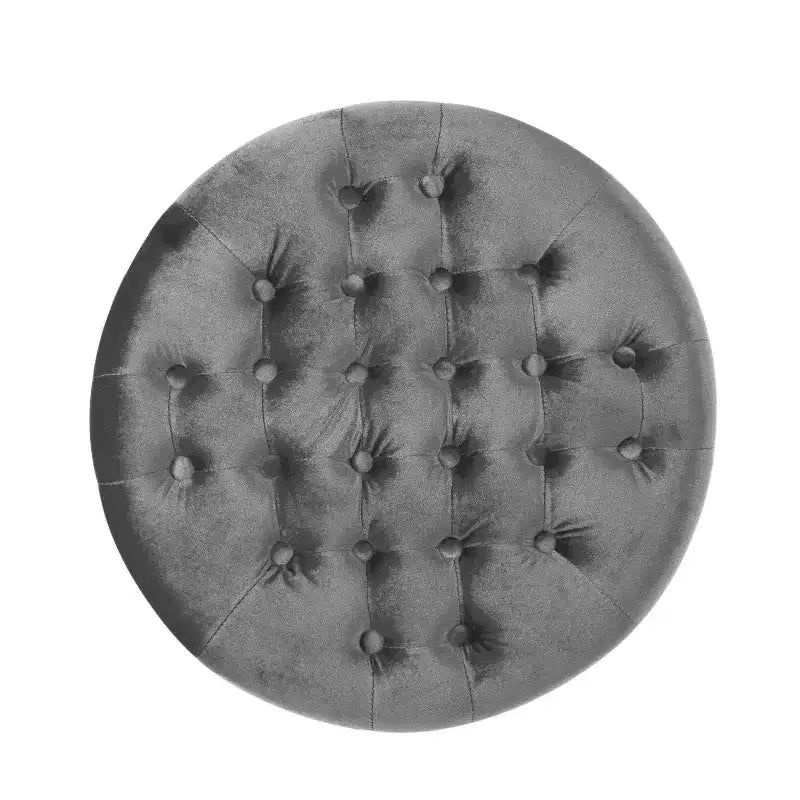 TUYOHW 22 Pouf rond moderne en velours avec capitonnage et clous, banc d'entrée, repose-pieds pour salon, entrée