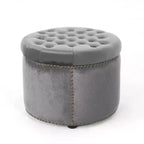 TUYOHW 22 Pouf rond moderne en velours avec capitonnage et clous, banc d'entrée, repose-pieds pour salon, entrée