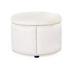 TUYOHW 22 Pouf rond moderne en velours avec capitonnage et clous, banc d'entrée, repose-pieds pour salon, entrée