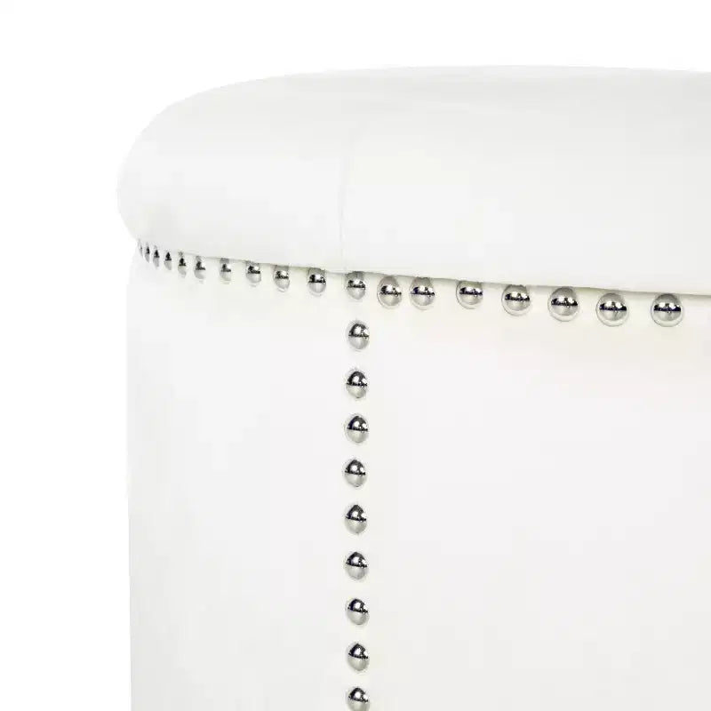 TUYOHW 22 Pouf rond moderne en velours avec capitonnage et clous, banc d'entrée, repose-pieds pour salon, entrée