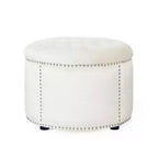 TUYOHW 22 Pouf rond moderne en velours avec capitonnage et clous, banc d'entrée, repose-pieds pour salon, entrée