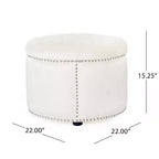 TUYOHW 22 Pouf rond moderne en velours avec capitonnage et clous, banc d'entrée, repose-pieds pour salon, entrée