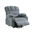 HomeRoots 39 Blue Faux Leather Leather Heated Massage Lift Assist Recliner With USB