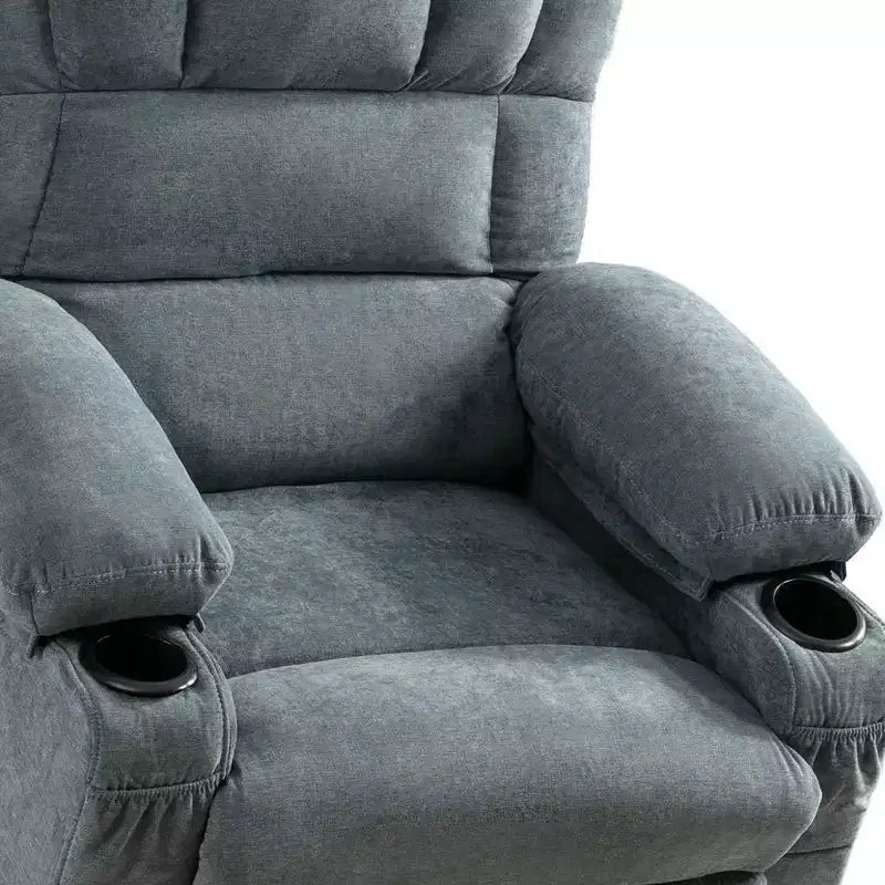 HomeRoots Fauteuil inclinable chauffant et massant en similicuir bleu de 39 pouces avec fonction releveur et port USB