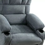 HomeRoots Fauteuil inclinable chauffant et massant en similicuir bleu de 39 pouces avec fonction releveur et port USB