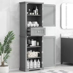 GDFStudio Meuble de Rangement de Salle de Bain Autoportant Moderne en Bois Avril avec Tiroir et Étagère Réglable