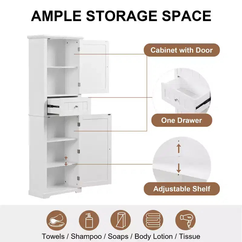 GDFStudio Meuble de Rangement de Salle de Bain Autoportant Moderne en Bois Avril avec Tiroir et Étagère Réglable