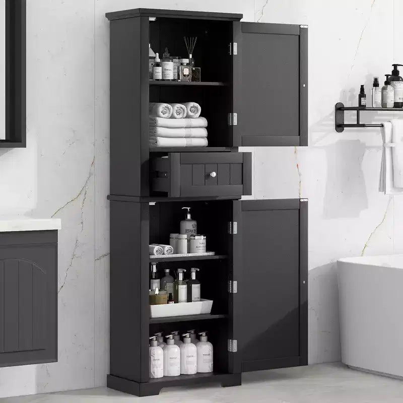 GDFStudio Meuble de Rangement de Salle de Bain Autoportant Moderne en Bois Avril avec Tiroir et Étagère Réglable
