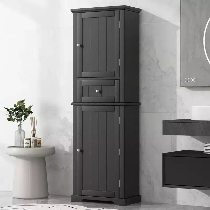 GDFStudio April Modern Wood Freestanding Bathroom Storage Cabinet with Drawer and Adjustable Shelf