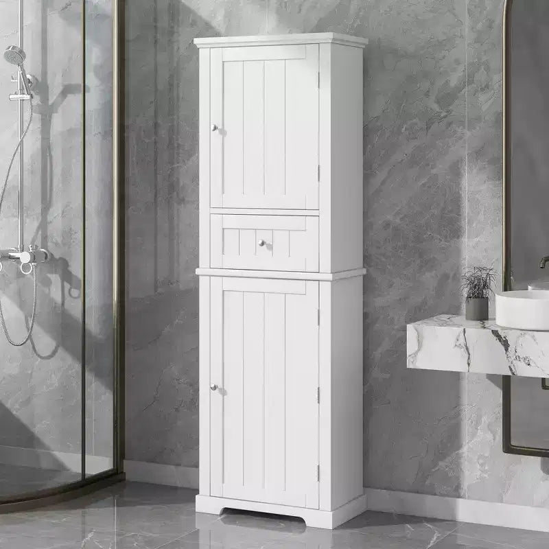 GDFStudio Meuble de Rangement de Salle de Bain Autoportant Moderne en Bois Avril avec Tiroir et Étagère Réglable