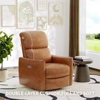 Fauteuil inclinable, pivotant et coulissant en cuir PU avec support lombaire, port de chargement USB et design moderne du milieu du siècle (marron)