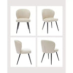 Lot de 2 chaises de salle à manger, chaises de cuisine et de salle à manger modernes du milieu du siècle avec dossier et assise rembourrés, revêtement en similicuir sans accoudoirs beige