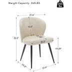 Lot de 2 chaises de salle à manger, chaises de cuisine et de salle à manger modernes du milieu du siècle avec dossier et assise rembourrés, revêtement en similicuir sans accoudoirs beige