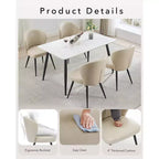 Lot de 2 chaises de salle à manger, chaises de cuisine et de salle à manger modernes du milieu du siècle avec dossier et assise rembourrés, revêtement en similicuir sans accoudoirs beige