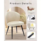 Lot de 2 chaises de salle à manger, chaises de cuisine et de salle à manger modernes du milieu du siècle avec dossier et assise rembourrés, revêtement en similicuir sans accoudoirs beige