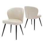 Lot de 2 chaises de salle à manger, chaises de cuisine et de salle à manger modernes du milieu du siècle avec dossier et assise rembourrés, revêtement en similicuir sans accoudoirs beige
