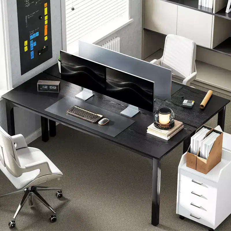 Bureau d'ordinateur industriel de 180 cm, grande table de bureau à domicile avec large plateau et cadre en métal