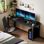 Bureau d'ordinateur industriel de 180 cm, grande table de bureau à domicile avec large plateau et cadre en métal