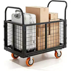 COZONY 6-in-1 Platform Truck Cart with Cage, Foldable Hand Truck Load 1800 LBS with 4 Wheels Push Cart Dolly for Grocery, Laundry, Garage, Warehouse