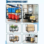 Chariot de plateforme COZONY 6-en-1 avec cage, diable pliable charge 1800 livres avec 4 roues, chariot de poussée pour épicerie, buanderie, garage, entrepôt