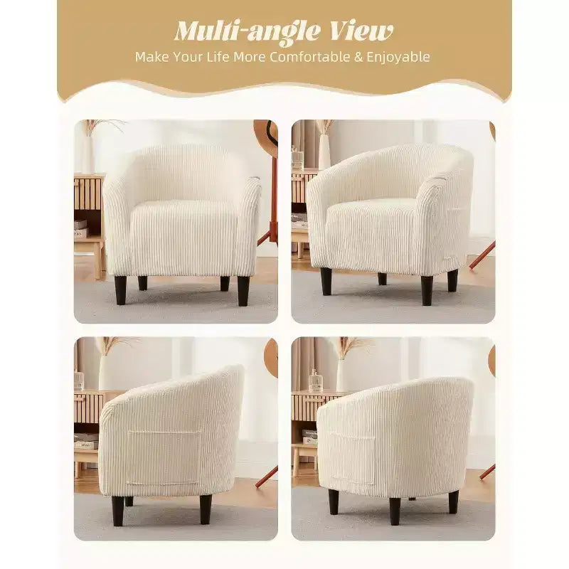 Fauteuil d'appoint en velours COZONY 28, fauteuil club avec dossier en U, accoudoirs incurvés et siège rembourré doux pour salon et chambre à coucher
