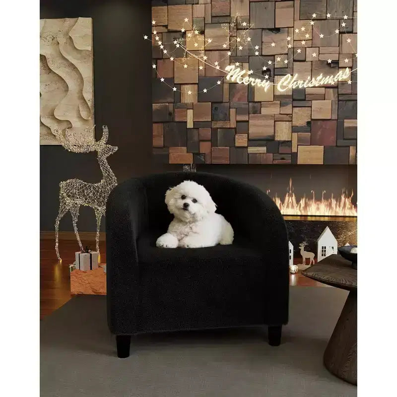Fauteuil d'appoint en velours COZONY 28, fauteuil club avec dossier en U, accoudoirs incurvés et siège rembourré doux pour salon et chambre à coucher