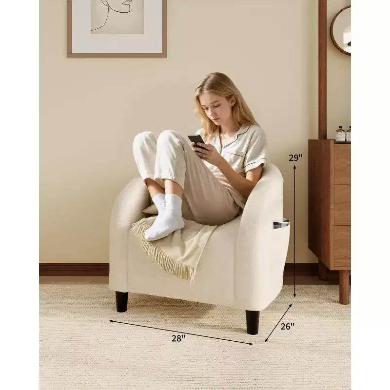Fauteuil d'appoint en velours COZONY 28, fauteuil club avec dossier en U, accoudoirs incurvés et siège rembourré doux pour salon et chambre à coucher