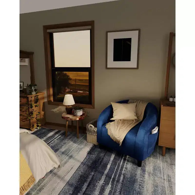 Fauteuil d'appoint en velours COZONY 28, fauteuil club avec dossier en U, accoudoirs incurvés et siège rembourré doux pour salon et chambre à coucher