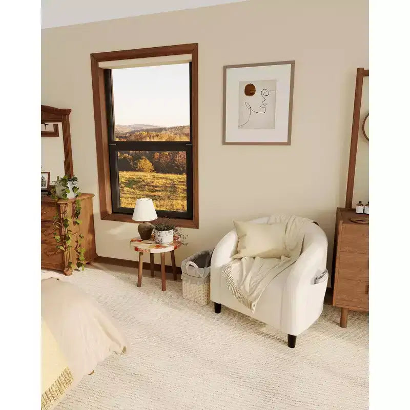 Fauteuil d'appoint en velours COZONY 28, fauteuil club avec dossier en U, accoudoirs incurvés et siège rembourré doux pour salon et chambre à coucher