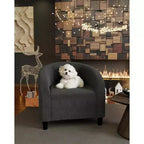 Fauteuil d'appoint en velours COZONY 28, fauteuil club avec dossier en U, accoudoirs incurvés et siège rembourré doux pour salon et chambre à coucher