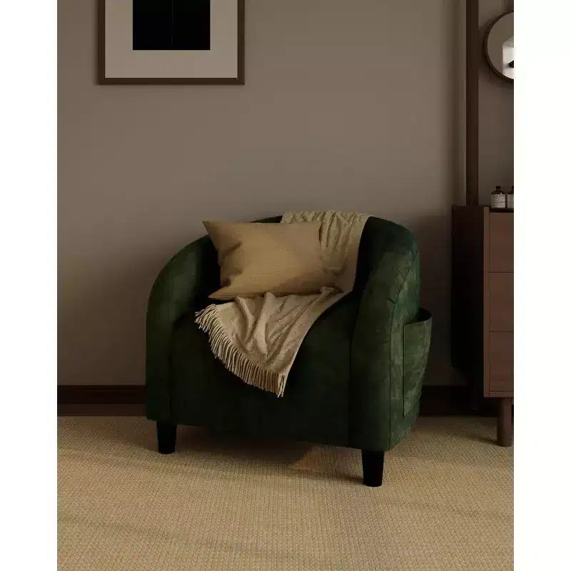 Fauteuil d'appoint en velours COZONY 28, fauteuil club avec dossier en U, accoudoirs incurvés et siège rembourré doux pour salon et chambre à coucher
