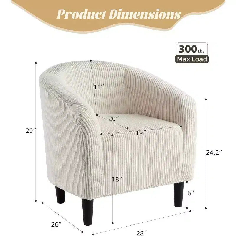 Fauteuil d'appoint en velours COZONY 28, fauteuil club avec dossier en U, accoudoirs incurvés et siège rembourré doux pour salon et chambre à coucher