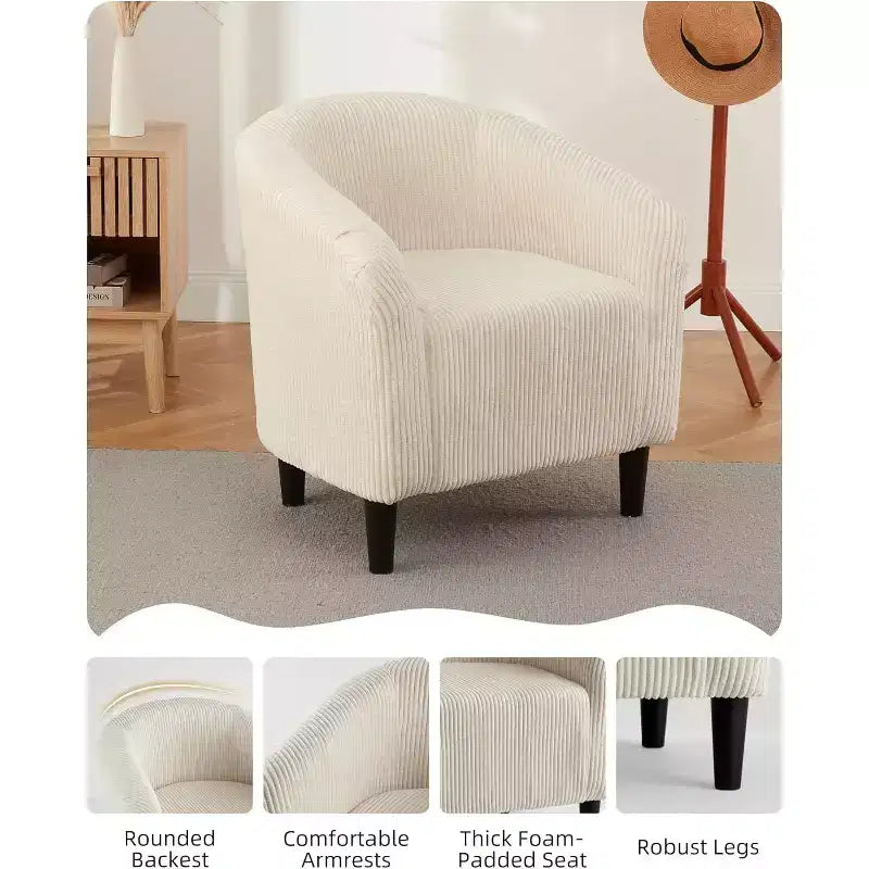 Fauteuil d'appoint en velours COZONY 28, fauteuil club avec dossier en U, accoudoirs incurvés et siège rembourré doux pour salon et chambre à coucher
