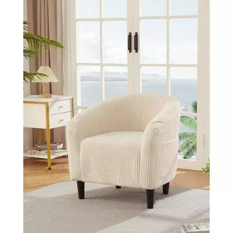 Fauteuil d'appoint en velours COZONY 28, fauteuil club avec dossier en U, accoudoirs incurvés et siège rembourré doux pour salon et chambre à coucher