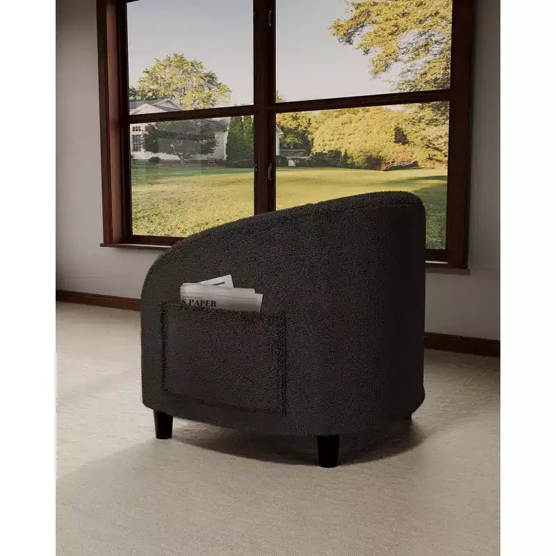 Fauteuil d'appoint en velours COZONY 28, fauteuil club avec dossier en U, accoudoirs incurvés et siège rembourré doux pour salon et chambre à coucher