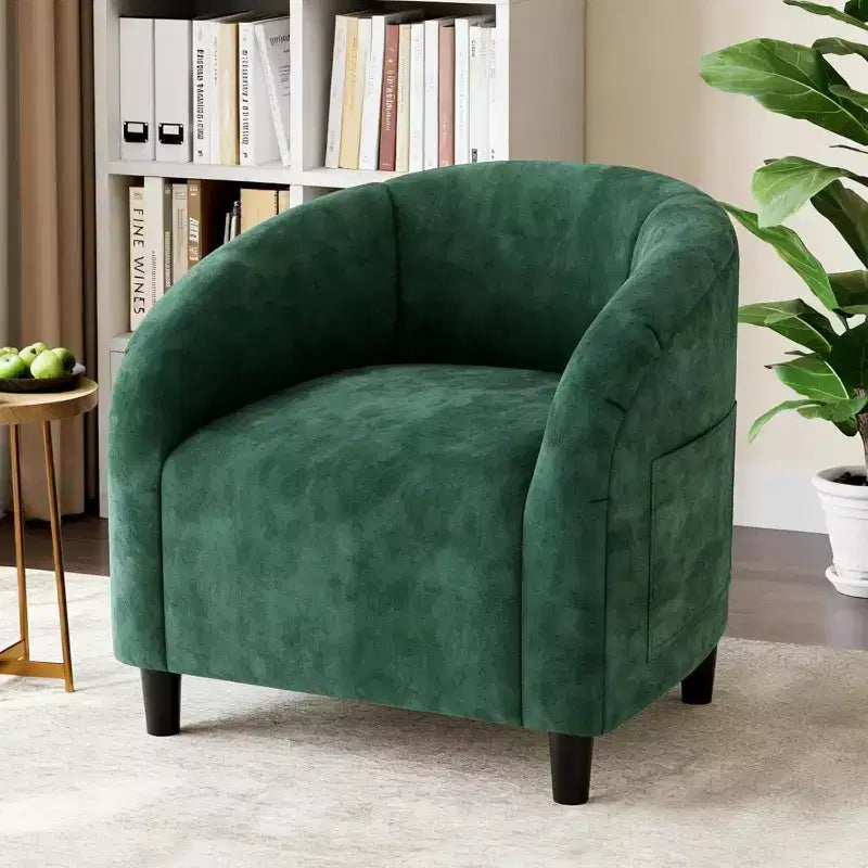 Fauteuil d'appoint en velours COZONY 28, fauteuil club avec dossier en U, accoudoirs incurvés et siège rembourré doux pour salon et chambre à coucher