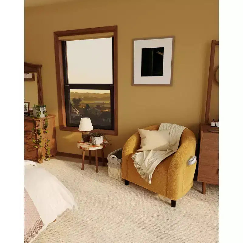 Fauteuil d'appoint en velours COZONY 28, fauteuil club avec dossier en U, accoudoirs incurvés et siège rembourré doux pour salon et chambre à coucher
