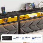 Cadre de lit capitonné avec tête de lit Greenstell - 4 tiroirs de rangement sous le lit, lumières LED à intensité variable et station de charge, montage facile