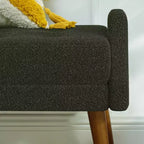 MAYEERTY Banquette de salon moderne en tissu bouclé avec coussin moelleux, accoudoirs géométriques irréguliers, pieds en bois de caoutchouc Vert