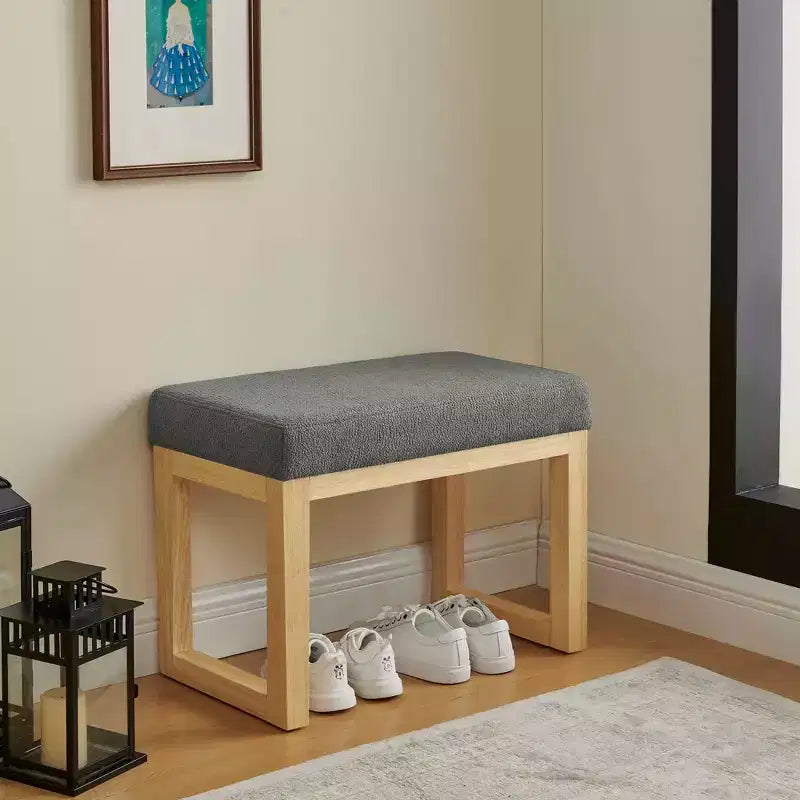 Banc à chaussures MAYEERTY avec cadre en bois et siège rembourré doux pour couloir, salon, petits espaces Gris