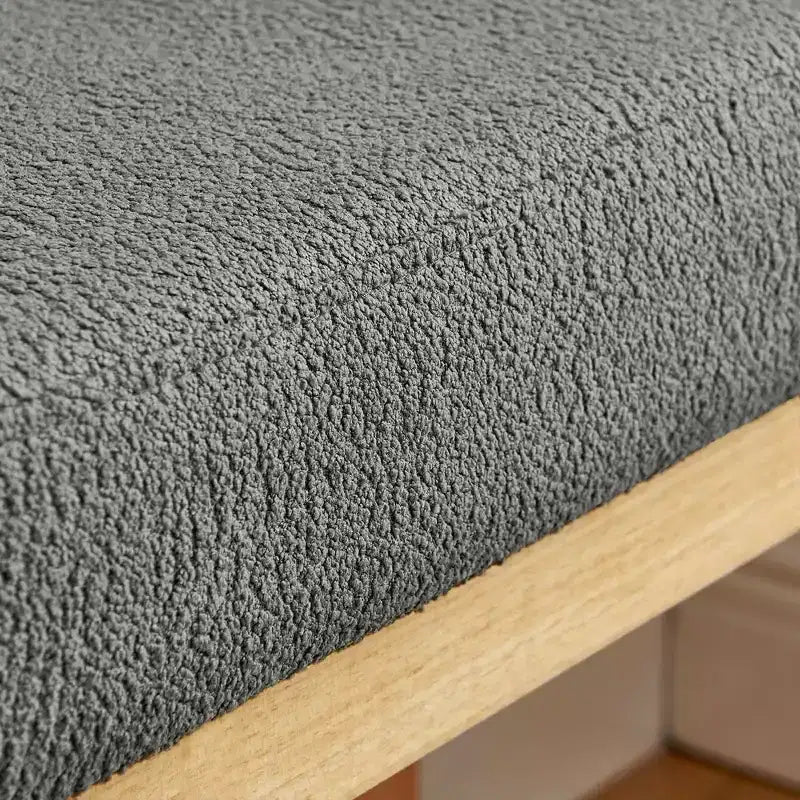 Banc à chaussures MAYEERTY avec cadre en bois et siège rembourré doux pour couloir, salon, petits espaces Gris