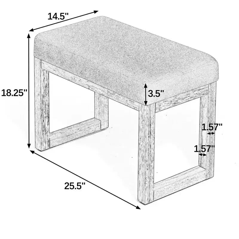 Banc à chaussures MAYEERTY avec cadre en bois et siège rembourré doux pour couloir, salon, petits espaces Gris