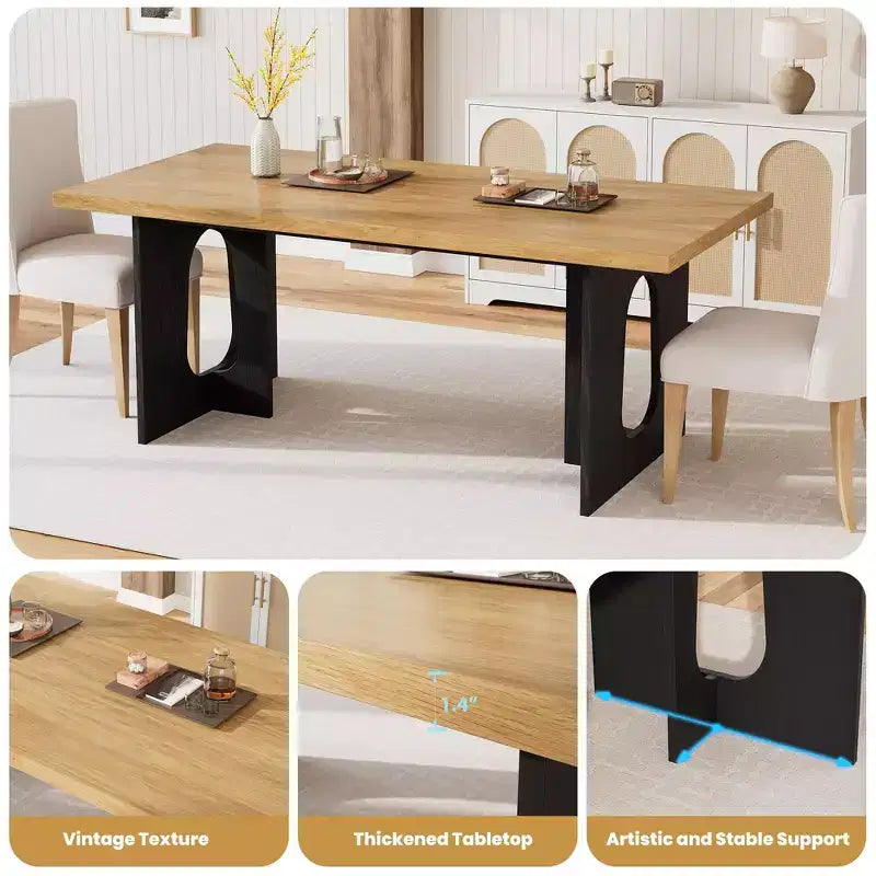 Table à manger de 180 cm, table de cuisine pour 6 à 10 personnes, table de salle à manger rectangulaire pour cuisine, salle de conférence, maison, montage facile