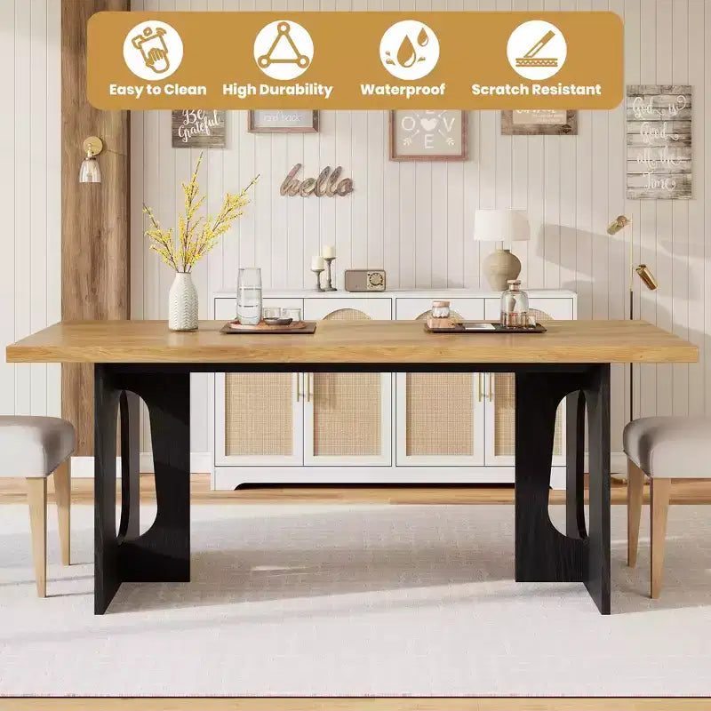 Table à manger de 180 cm, table de cuisine pour 6 à 10 personnes, table de salle à manger rectangulaire pour cuisine, salle de conférence, maison, montage facile