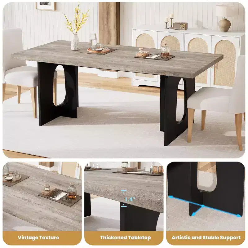 Table à manger de 180 cm, table de cuisine pour 6 à 10 personnes, table de salle à manger rectangulaire pour cuisine, salle de conférence, maison, montage facile