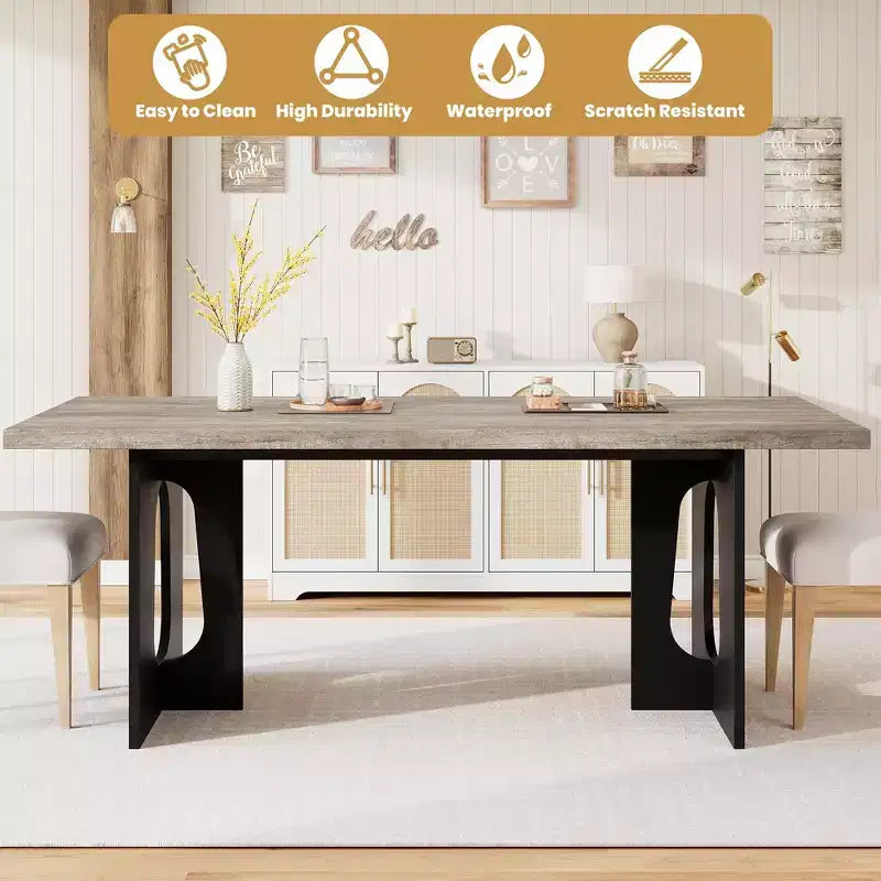 Table à manger de 180 cm, table de cuisine pour 6 à 10 personnes, table de salle à manger rectangulaire pour cuisine, salle de conférence, maison, montage facile