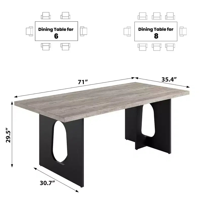 Table à manger de 180 cm, table de cuisine pour 6 à 10 personnes, table de salle à manger rectangulaire pour cuisine, salle de conférence, maison, montage facile