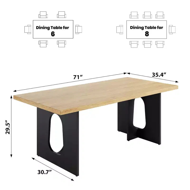 Table à manger de 180 cm, table de cuisine pour 6 à 10 personnes, table de salle à manger rectangulaire pour cuisine, salle de conférence, maison, montage facile